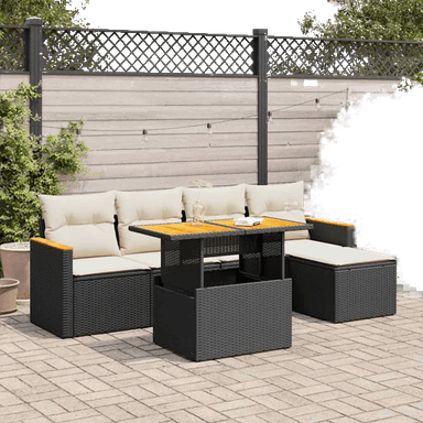 Vidaxl Hagesofa 6 deler svart