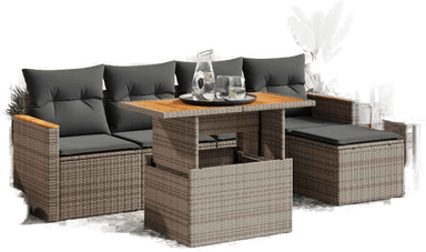 Vidaxl Hagesofa 6 deler grå polyrotting