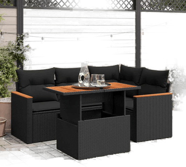 Vidaxl Hagesofa 5 deler svart