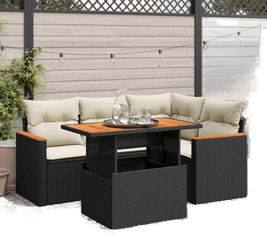 Vidaxl Hagesofa 5 deler svart