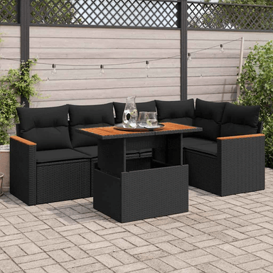 Vidaxl Hagesofa 6 deler svart