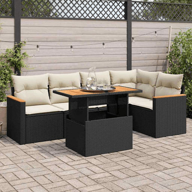 Vidaxl Hagesofa 6 deler svart