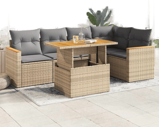 Vidaxl Hagesofa 6 deler beige