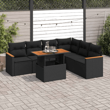 Vidaxl Hagesofa 7 deler svart