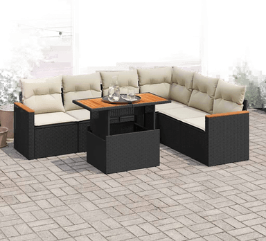 Vidaxl Hagesofa 7 deler svart