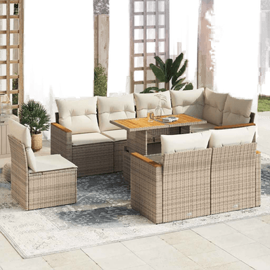 Vidaxl Hagesofa 9 deler beige