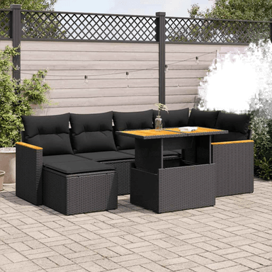 Vidaxl Hagesofa 7 deler svart