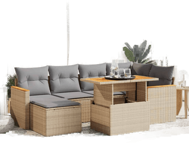 Vidaxl Hagesofa 7 deler beige