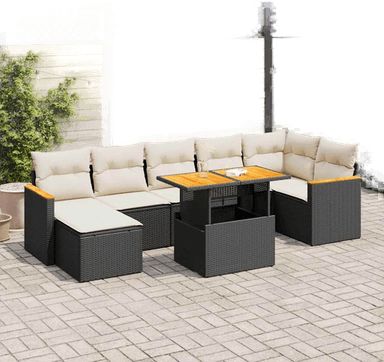 Vidaxl Hagesofa 8 deler svart