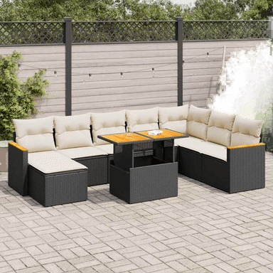 Vidaxl Hagesofa 9 deler svart