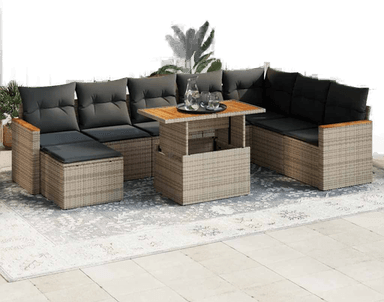 Vidaxl Hagesofa 9 deler grå polyrotting