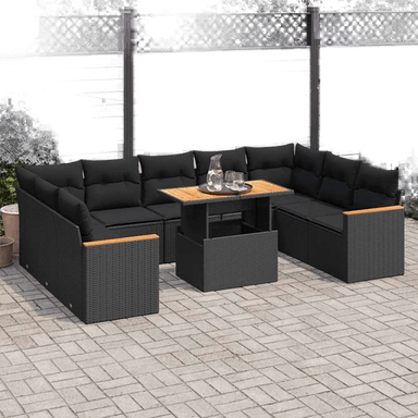Vidaxl Hagesofa 10 deler svart