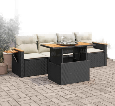 Vidaxl Hagesofa 5 deler svart