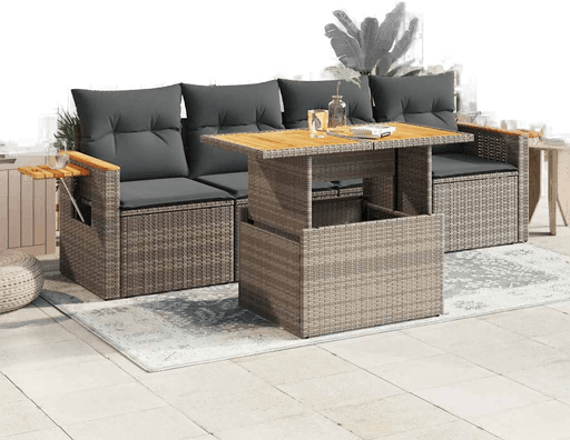 Vidaxl Hagesofa 5 deler grå polyrotting