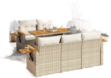 Vidaxl Hagesofa 6 deler beige