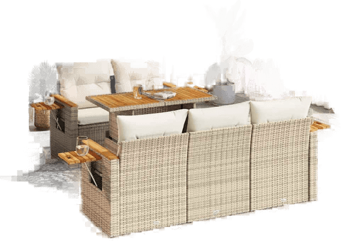 Vidaxl Hagesofa 6 deler beige