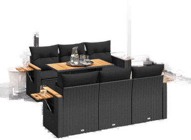 Vidaxl Hagesofa 7 deler svart