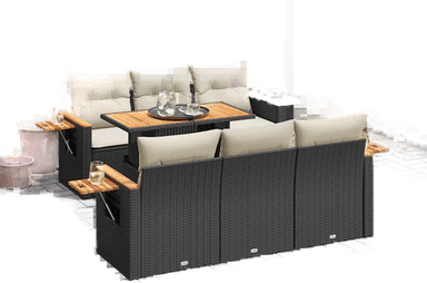 Vidaxl Hagesofa 7 deler svart