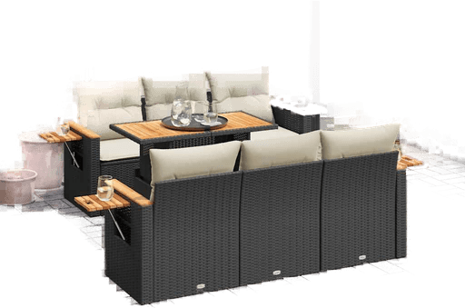 Vidaxl Hagesofa 7 deler svart