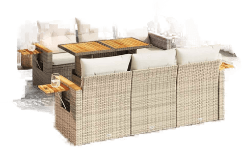 Vidaxl Hagesofa 7 deler beige
