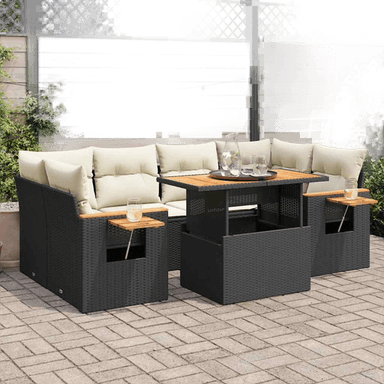 Vidaxl Hagesofa 7 deler svart