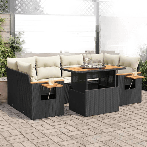 Vidaxl Hagesofa 7 deler svart