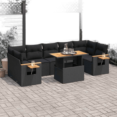 Vidaxl Hagesofa 8 deler svart