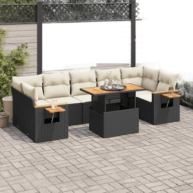 Vidaxl Hagesofa 8 deler svart