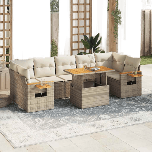 Vidaxl Hagesofa 8 deler beige