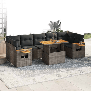 Vidaxl Hagesofa 8 deler grå