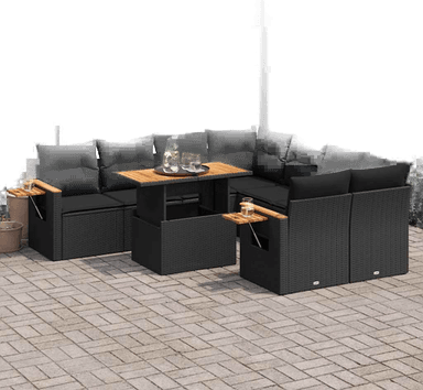 Vidaxl Hagesofa 9 deler svart