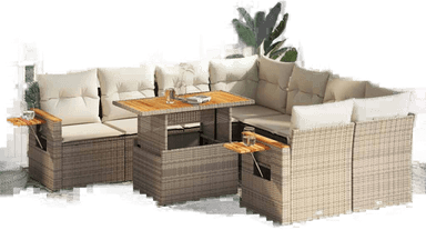 Vidaxl Hagesofa 9 deler beige