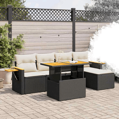 Vidaxl Hagesofa 6 deler svart