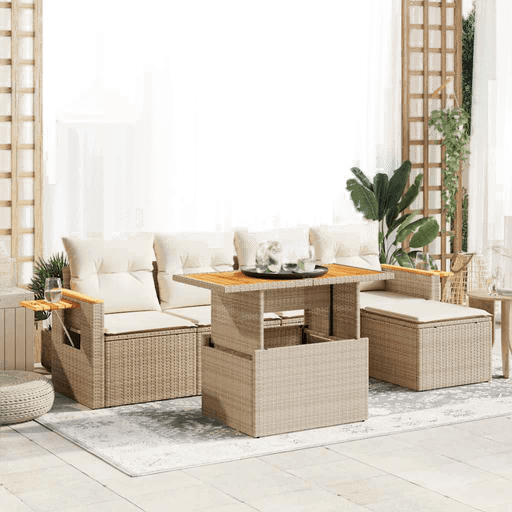 Vidaxl Hagesofa 6 deler beige