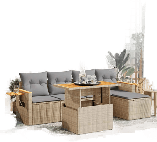 Vidaxl Hagesofa 6 deler beige