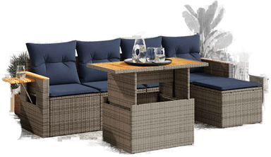 Vidaxl Hagesofa 6 deler grå polyrotting