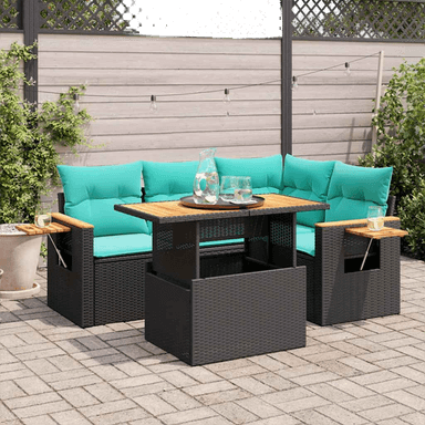 Vidaxl Hagesofa 5 deler svart