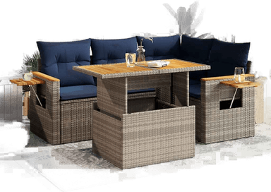 Vidaxl Hagesofa 5 deler grå polyrotting