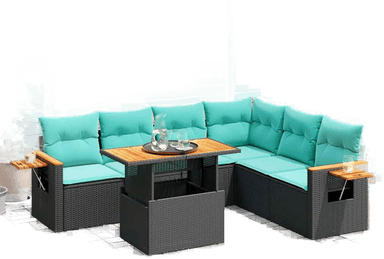 Vidaxl Hagesofa 7 deler svart