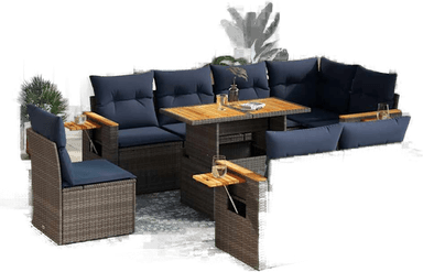 Vidaxl Hagesofa 9 deler grå polyrotting