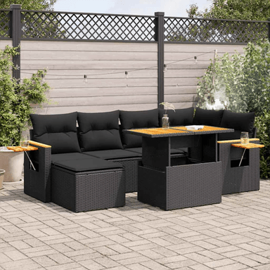 Vidaxl Hagesofa 7 deler svart