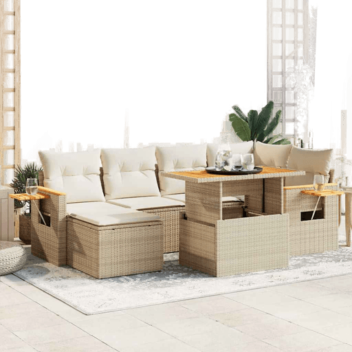 Vidaxl Hagesofa 7 deler beige