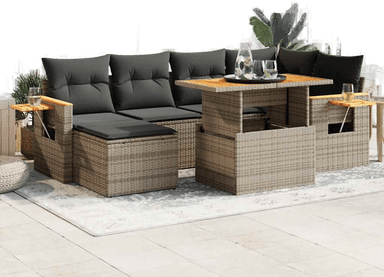 Vidaxl Hagesofa 7 deler grå polyrotting