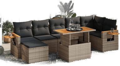 Vidaxl Hagesofa 8 deler grå polyrotting