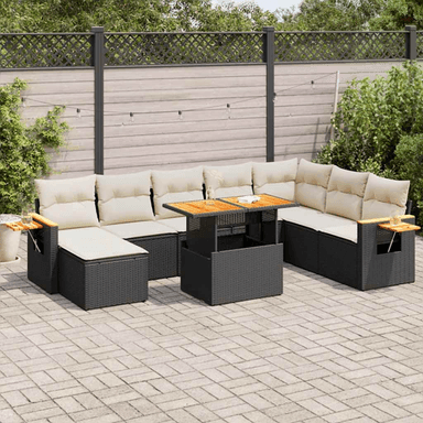 Vidaxl Hagesofa 9 deler svart