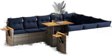 Vidaxl Hagesofa 11 deler grå polyrotting