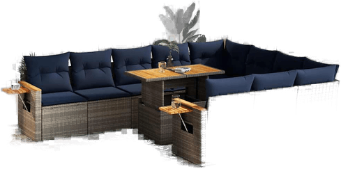 Vidaxl Hagesofa 11 deler grå polyrotting