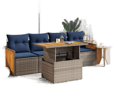 Vidaxl Hagesofa 5 deler grå polyrotting