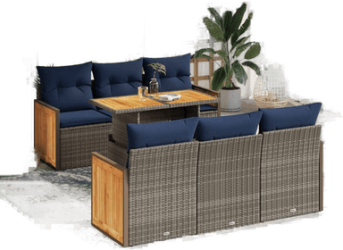 Vidaxl Hagesofa 7 deler grå polyrotting