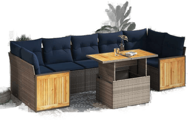 Vidaxl Hagesofa 8 deler grå